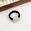 Elastic black hair tie featuring a sparkling gold octagonal rhinestone embellishment - 011# Full Rhinestone Octagon-Gold