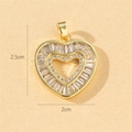 Golden heart pendant with sparkling rectangular and round cubic zirconia stones - 0228-34/Gold Double Circle Zirconia