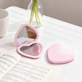 Specchio per trucco pieghevole rosa a forma di cuore con riflesso a doppia faccia portatile - Rosa