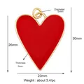Red enamel heart pendant charm with gold metal finish and precise dimensions - Red Heart Style (S845899-1)
