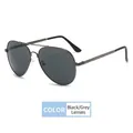Occhiali da sole aviator classici con montatura in metallo e lenti grigio nere - Tutto Grigio
