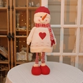 Pupazzo di neve natalizio con gambe telescopiche e vestito invernale in maglia rossa - Borsa Pupazzo di Neve con Cuore