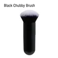 Black chubby foundation brush with dual-tone synthetic bristles and portable handle - Small Chubby Pure Black (With Net)