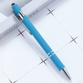 Sky blue matte 2-in-1 ballpoint pen with a capacitive stylus tip for touchscreens - Aqua
