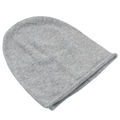 Gorro de punto gris claro de pelo de conejo con borde enrollado para invierno - Gris claro