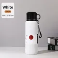 White 1000ml vacuum insulated 316 stainless steel bottle with black handle lid - 1000ml / Snowball White