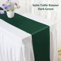 Dark green satin table runner with elegant silky finish for luxury wedding decoration - 30x275cm / Dark Green