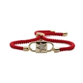 Adjustable red rope bracelet with a gold-plated square star lock pendant and zircon stone - Star Style (B0083) / Macrame Cord