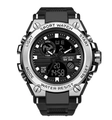 Men's dual display sport watch with black and silver case and durable resin strap - 1706 Silver