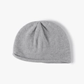 Minimalist grey knitted beanie with rolled edge detail for winter outdoor style - One Size / Light Gray