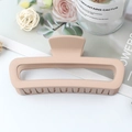 Matte beige large rectangular hair claw clip for women's simple hair styling - Nude Pink