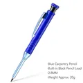 Deep hole woodworking pencil in blue with 2.8mm lead and long metal nose for marking - Blue Pencil