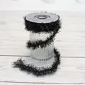 Black tinsel garland ribbon for Halloween DIY crafts, 3 yards roll on glass cup - 3 Meters / Black