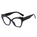 Montura de gafas ojo de gato negra retro con patillas gruesas y lentes anti-luz azul - Negro Brillante