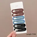 Lot de 6 barrettes à cheveux en métal mat marron foncé, bleu brume et noir, 7 cm - Lot de 6 / Noir + Bleu + Brun