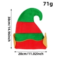 Red and green Christmas elf hat with brown ears and dimensions 38x28cm for holiday decor - Gold Velvet Style