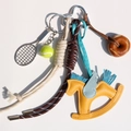 DIY Sport Tennis-Schläger und gelbes Leder-Schaukelpferd Anhänger Schlüsselanhänger - Pony-Anhänger
