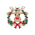 Golden Christmas wreath napkin ring with red and green rhinestones and a red bow - Red and Green Rhinestone Wreath Style (Z1001-23)