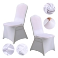 White high elasticity chair cover for wedding and banquet with durable reinforced edges - S / Tapered Leg / White