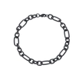Dettaglio di un bracciale a catena Figaro nera con chiusura a moschettone su sfondo bianco - Nero