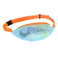 Blue mesh beach waist bag with orange adjustable strap for kids outdoor toy storage - Blue with Orange Strap Beach Waist Bag 17x35cm