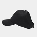 Detail of black ponytail baseball cap showing open back design and adjustable strap - Adjustable / Solid Black