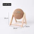 Detailed view of sisal rope cat toy ball on wooden A-frame stand showing 12cm diameter - V-shaped Small