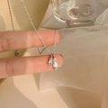 Elegante S925 sterling zilveren ketting met dubbele druppelvormige zirkoon hangers dames - 925 zilver / Witgoud