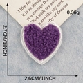Purple heart-shaped chenille embroidery patch with fine white stitching for DIY apparel - Purple Heart (Iron-on)