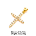 Ciondolo a croce in rame con zirconi bianchi e finitura dorata per gioielli fai-da-te - Croce Oro-Zirconia Bianca (24.6*17.7mm)