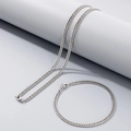Polished silver stainless steel Cuban link necklace and bracelet jewelry set - 3.5mm Steel / Bracelet 20cm