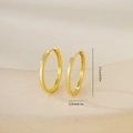 Detail view of 18K gold plated hoop earrings showing 2.3cm diameter and glossy finish - One Pair / Gold (E071230-5k4)