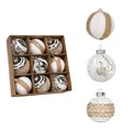 Set di 9 palline di Natale 8cm con iuta, pizzo e design trasparenti in scatola - Tipo A - Stile Lino e Pizzo (Set da 9)