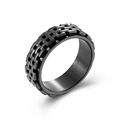 Anillo minimalista de acero inoxidable negro con diseño de ladrillo y acabado mate - Talla 7 / Negro