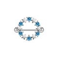 Dettaglio di piercing per capezzolo in acciaio argento con gemme blu e stelle - #6 Gemma Blu Stella d'Argento