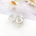 Three clear faceted 13mm resin beads with silver metal cores for DIY bracelet making - White