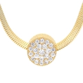 Collier chaîne serpent dorée minimaliste avec un pendentif diamant rond scintillant - Or