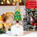 Christmas gnome plush toy with grey hat, green felt tree detail and white fur beard - No Light - Hemp Christmas Tree (402-A)