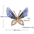 Golden butterfly brooch with blue gradient wings and rhinestones, width 3.5cm - Rhinestone KC0182 Purple