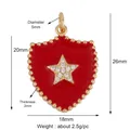 Golden shield pendant with red enamel inlay and sparkling zircon star center detail - Red-Shield Star
