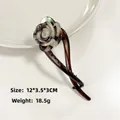 Brown tortoise shell rose hair clip with iridescent pearl finish, 12cm banana hair claw - Smoke