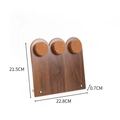 Walnut wood jewelry display board with three brown velvet pegs for bracelets - 3-Position High Cylinder Support