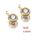 5.5mm gold-plated stainless steel round charms with sparkling clear zircon inlay - 5.5mm / Gold