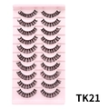 TK21 set van 10 paar Russische DD-krul kunstwimpers op een roze kunststof tray - Natuurlijke versleutelde stijl (TK21)