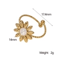 Detail view of gold sunflower ring with 14mm flower diameter and 17.4mm open size - White (JR678-White)