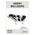 Walking cow foil balloon for kids birthday parties, black and white spotted cow, 74x35cm - Walking Cow