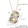 Leopard pattern letter B pendant necklace in gold plated copper with colorful zircon - Letter B