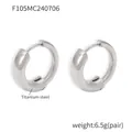 Silver-tone titanium steel hoop earrings with 1.7cm x 1.8cm dimensions and high polish finish - Steel