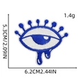 Detail view of blue evil eye embroidery patch with dimensions 6.2cm x 5.3cm and 1.4g weight - Blue Eye 7#
