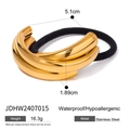 Minimalist gold stainless steel triple-ring hair tie with waterproof and hypoallergenic features - Triple Overlapping Ring Style (JDHW2407015)